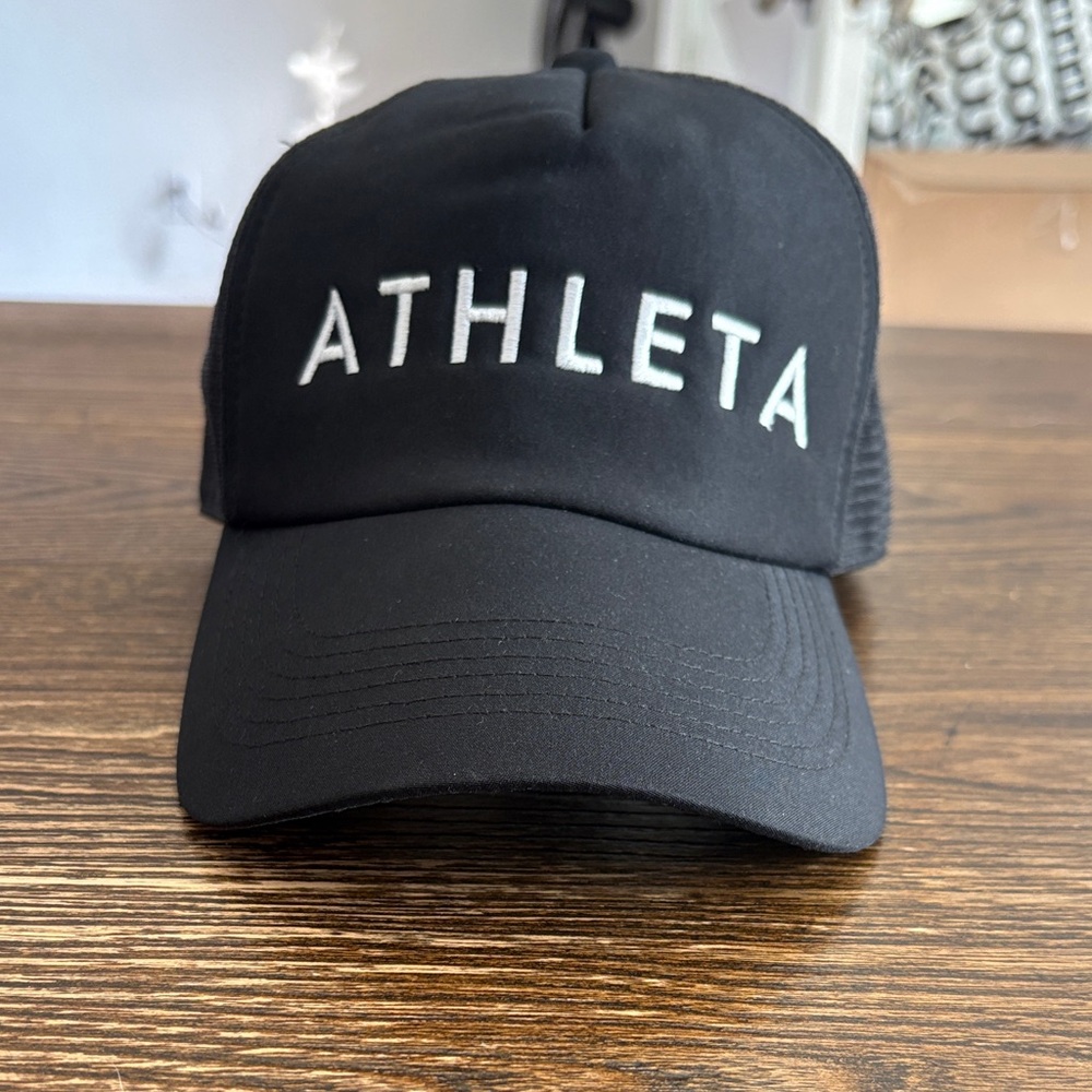 Athleta Black Cap with White Logo
